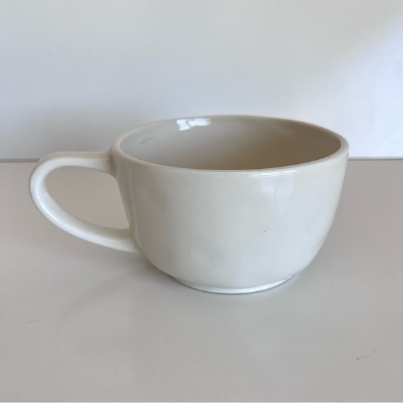 Early Rae Dunn By Magenta HOME Cappuccino Mug Flowers Typewriter Font - Picture 4 of 11